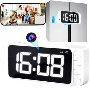4K hidden camera magnetic clock, Wifi mini nanny security cam, Auto time synchronization, detection recognitionnight vision, video live streaming, For indoor, home, office, garage, gym(Milky white) 4K hidden camera magnetic clock, Wifi mini nanny security cam, Auto time synchronization, detection recognitionnight vision, video live streaming, For indoor, home, office, garage, gym(Milky white)