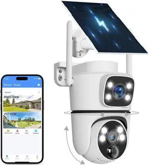 (2026 New) Solar Security Camera Outdoor, 4MP Dual-Lens (Fixed + PTZ), 130° Wide View, AI Human Detection, 2.4/5.8GHz Dual-Band WiFi, Solar Powered, Free App No Monthly Fee, Color Night Vision (2026 New) Solar Security Camera Outdoor, 4MP Dual-Lens (Fixed + PTZ), 130° Wide View, AI Human Detection, 2.4/5.8GHz Dual-Band WiFi, Solar Powered, Free App No Monthly Fee, Color Night Vision