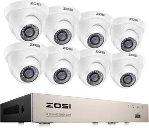 ZOSI 8CH Home Security Cameras System Indoor Outdoor H.265+ 8Channel 5MP Lite HD-TVI Surveillance DVR Recorder,8pcs 1080P HD Weatherproof CCTV Cameras,80ft Night Vision, Remote Access,NO Hard Drive ZOSI 8CH Home Security Cameras System Indoor Outdoor H.265+ 8Channel 5MP Lite HD-TVI Surveillance DVR Recorder,8pcs 1080P HD Weatherproof CCTV Cameras,80ft Night Vision, Remote Access,NO Hard Drive