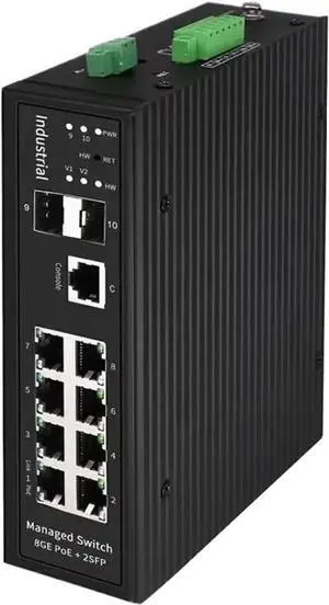 37~57V DC L2 Gigabit Managed Industrial PoE Switch 8 Port with 2 Fiber SFP Uplink 37~57V DC L2 Gigabit Managed Industrial PoE Switch 8 Port with 2 Fiber SFP Uplink
