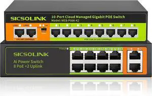 10 Ports PoE Switch Combo Package with one 10 Port gigabit Web Managed Switch and one 10 Port 100Mbps Switch, Both of Them Have 2 uplink Port Ports, fanless, Plug and Play. 10 Ports PoE Switch Combo Package with one 10 Port gigabit Web Managed Switch and one 10 Port 100Mbps Switch, Both of Them Have 2 uplink Port Ports, fanless, Plug and Play.