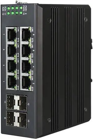 Industrial Din Rail Switch Gigabit Ethernet L2 Industriel Managed Din Rail 8 Port Gigabit Ethernet Industrial Switch with 4 SFP Industrial Din Rail Switch Gigabit Ethernet L2 Industriel Managed Din Rail 8 Port Gigabit Ethernet Industrial Switch with 4 SFP