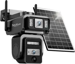 Solar Security Camera, Dual Lens 360° PTZ, 2.4GHz WiFi Solar Security Camera, Dual Lens 360° PTZ, 2.4GHz WiFi