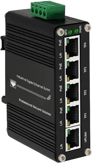 Industrial Din Rail Switch Gigabit Ethernet Industrial 5 Ports Gigabit Ethernet Switch 10/100/1000Mbps RJ45 Din Network Switch IP40 Aluminum -40°F to 176°F(PoE Type) Industrial Din Rail Switch Gigabit Ethernet Industrial 5 Ports Gigabit Ethernet Switch 10/100/1000Mbps RJ45 Din Network Switch IP40 Aluminum -40°F to 176°F(PoE Type)