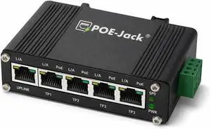 Industrial 5 Ports Gigabit 12V PoE Switch, Switch Support 1248V DC Input to 48V PoE , 4 x POE Output IEEE 802.3af/at Ports 30W up to 120W, IP40 for POE-Jack/Solar Power/Automation Industrial 5 Ports Gigabit 12V PoE Switch, Switch Support 1248V DC Input to 48V PoE , 4 x POE Output IEEE 802.3af/at Ports 30W up to 120W, IP40 for POE-Jack/Solar Power/Automation