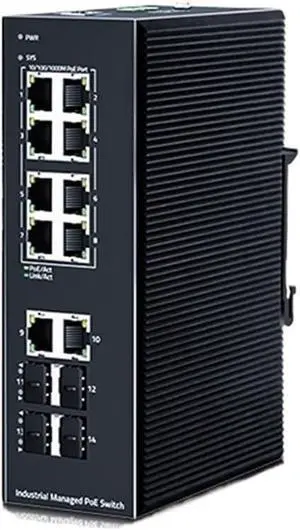 Industrial Din Rail Switch Gigabit Ethernet 14 Port Industrial Managed POE Switch,1000Base-T DIN Rail Network Ethernet Switcher with 2.5G SFP Port L2 Industrial Din Rail Switch Gigabit Ethernet 14 Port Industrial Managed POE Switch,1000Base-T DIN Rail Network Ethernet Switcher with 2.5G SFP Port L2