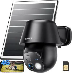 Solar Security Camera, 4G LTE No WiFi Needed, Outdoor PTZ, Ultra HD, Motion Detection, Two Way Talk, with SIM Card Solar Security Camera, 4G LTE No WiFi Needed, Outdoor PTZ, Ultra HD, Motion Detection, Two Way Talk, with SIM Card