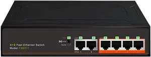 4-Port +2 UP- 100Mbps Poe Switch Fast Ethernet Network 250M Transmission 52V 1.25A VLAN Power Connect (Color : As Shown, Size : One Size) (As Shown One Size) 4-Port +2 UP- 100Mbps Poe Switch Fast Ethernet Network 250M Transmission 52V 1.25A VLAN Power Connect (Color : As Shown, Size : One Size) (As Shown One Size)