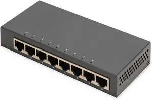 DIGITUS Network Switch - 8 ports - Gigabit Ethernet 10/100/1000 Mbit/s - Unmanaged - Auto-MDI/MDI-X - Plug & Play - Fanless - 8x RJ45 ports - black DIGITUS Network Switch - 8 ports - Gigabit Ethernet 10/100/1000 Mbit/s - Unmanaged - Auto-MDI/MDI-X - Plug & Play - Fanless - 8x RJ45 ports - black