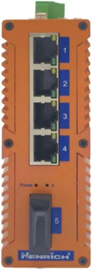 Henrich 4x1000Mbps Copper Port 1 Multi-Mode SC Fiber Port Din-Rail Switch Henrich 4x1000Mbps Copper Port 1 Multi-Mode SC Fiber Port Din-Rail Switch