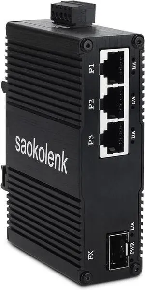 Industrial 3 Ports Gigabit Ethernet Switch with 1 SFP 9-56V DC Unmanaged 1000M 60W PoE Network Switch Din Rail 3 RJ45 1 SFP Fiber Switch IEEE802.3af/at/bt (60W PoE) Industrial 3 Ports Gigabit Ethernet Switch with 1 SFP 9-56V DC Unmanaged 1000M 60W PoE Network Switch Din Rail 3 RJ45 1 SFP Fiber Switch IEEE802.3af/at/bt (60W PoE)