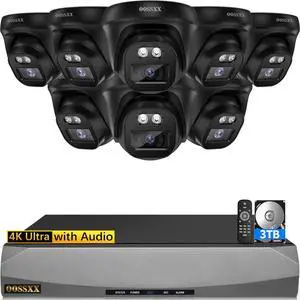 OOSSXX (2026 Update) 4K PoE Security Camera System, 8 Wired Dome Cameras with 130° Wide Angle, 8CH NVR with 3TB HDD, Built-in Mic, Remote Access via Free App, No Monthly Fee, 45 Days Recording OOSSXX (2026 Update) 4K PoE Security Camera System, 8 Wired Dome Cameras with 130° Wide Angle, 8CH NVR with 3TB HDD, Built-in Mic, Remote Access via Free App, No Monthly Fee, 45 Days Recording