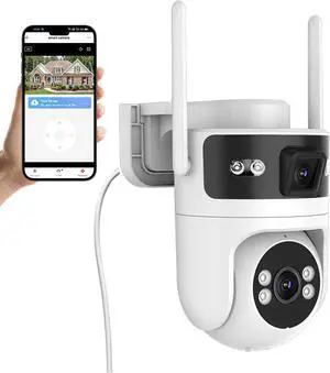 8MP Dual Lens WiFi Security Camera Outdoor, AOV 24/7 Recording Surveillance Cam, PTZ Outdoor Plug-in Camera for Home Security with Auto Tracking, APP Alarm, Night Vision, 5G/2.4G WiFi, IP65 8MP Dual Lens WiFi Security Camera Outdoor, AOV 24/7 Recording Surveillance Cam, PTZ Outdoor Plug-in Camera for Home Security with Auto Tracking, APP Alarm, Night Vision, 5G/2.4G WiFi, IP65