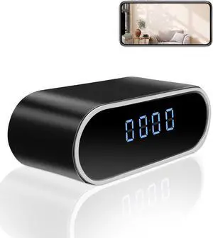 Hidden Camera Clock 1080P WiFi Indoor Security Camera Clock with Night Vision/Motion Detection Wireless Nanny Cam Secret Cameras for Home Office Surveillance No Audio Hidden Camera Clock 1080P WiFi Indoor Security Camera Clock with Night Vision/Motion Detection Wireless Nanny Cam Secret Cameras for Home Office Surveillance No Audio