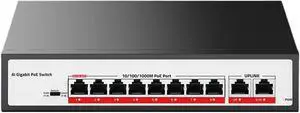 Network Switch 10 Port Gigabit POE Switch 1000Mbps Active POE Network Switch 120W(AU Adapter) Network Switch 10 Port Gigabit POE Switch 1000Mbps Active POE Network Switch 120W(AU Adapter)