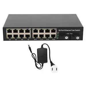 Cryfokt Ethernet Fiber Media Switch, 100V to 240V,2 Optical Ports 16 Electrical Ports 1000Mbps with SCport Tx1310nm Rx1550nm, for Fast Ethernet Network Up to 25km (US Plug) Cryfokt Ethernet Fiber Media Switch, 100V to 240V,2 Optical Ports 16 Electrical Ports 1000Mbps with SCport Tx1310nm Rx1550nm, for Fast Ethernet Network Up to 25km (US Plug)