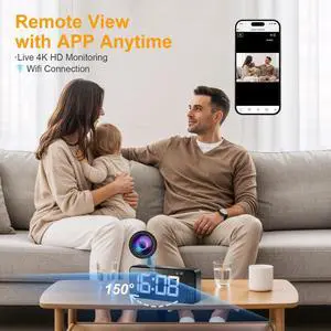 Magnetic Hidden Camera Clock - WiFi Wireless 4K HD Nanny Cam with Wide-Angle 150°, Clear Night Vision & Smart Motion Detection, Indoor Hidden Camera for Home Security, Office, Pet, App Remote Control Magnetic Hidden Camera Clock - WiFi Wireless 4K HD Nanny Cam with Wide-Angle 150°, Clear Night Vision & Smart Motion Detection, Indoor Hidden Camera for Home Security, Office, Pet, App Remote Control