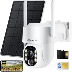 4MP 4G LTE Solar Security Camera Wireless Outdoor, No WiFi & No Power Needed, 360° Pan Tilt View, Color Night Vision, AI Motion Detection, 2-Way Talk, Built-in SIM & 32GB SD Card for Farm 4MP 4G LTE Solar Security Camera Wireless Outdoor, No WiFi & No Power Needed, 360° Pan Tilt View, Color Night Vision, AI Motion Detection, 2-Way Talk, Built-in SIM & 32GB SD Card for Farm
