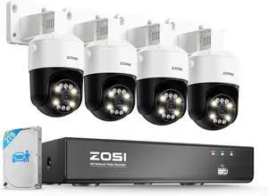 ZOSI 4K 8CH PoE Security Camera System, 4Pack PoE IP Cameras Outdoor with Person/Vehicle Detection, Color Night Vision, Auto Tracking, 2-Way Talk, Spotlight Alarm, 8CH NVR 2TB HDD for 24/7 Recording ZOSI 4K 8CH PoE Security Camera System, 4Pack PoE IP Cameras Outdoor with Person/Vehicle Detection, Color Night Vision, Auto Tracking, 2-Way Talk, Spotlight Alarm, 8CH NVR 2TB HDD for 24/7 Recording