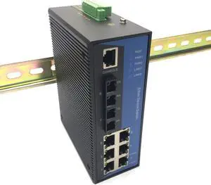 COMMFRONT Industrial 8-Port Managed Ethernet Switch/Redundant-Ring Fiber Optic Converter, Multi-Mode, SC Connectors, 4X RJ45 Ethernet Ports, 2X Fiber Ports COMMFRONT Industrial 8-Port Managed Ethernet Switch/Redundant-Ring Fiber Optic Converter, Multi-Mode, SC Connectors, 4X RJ45 Ethernet Ports, 2X Fiber Ports