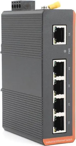 Industrial Network Switch 5-Port Gigabit Ethernet Converter 1000Mbps, Plug & Play, IP40, Din Rail Mount Industrial Network Switch 5-Port Gigabit Ethernet Converter 1000Mbps, Plug & Play, IP40, Din Rail Mount