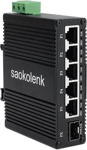 Industrial Unmanaged 5 Ports Gigabit Ethernet Switch with 1 SFP Switch Din Rail 85-250V AC Network Fiber Switch Wall Mount 5 RJ45 1 SFP 1000M Switch 10/100/1000Mbps Industrial Unmanaged 5 Ports Gigabit Ethernet Switch with 1 SFP Switch Din Rail 85-250V AC Network Fiber Switch Wall Mount 5 RJ45 1 SFP 1000M Switch 10/100/1000Mbps
