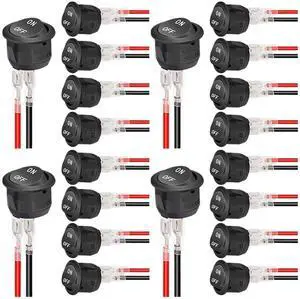 12V Round Rocker Switch AC 6A/250V 10A/125V SPST 2 Pin 2 Position On/Off Toggle Switch for Car Boat Automotive RV Black(20PCS) 12V Round Rocker Switch AC 6A/250V 10A/125V SPST 2 Pin 2 Position On/Off Toggle Switch for Car Boat Automotive RV Black(20PCS)