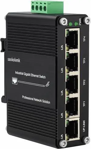 5-Port Industrial Gigabit Ethernet Switch DIN Rail Mount Unmanaged Network Switch for Network Communications 10/100/1000Mbps RJ45 Aluminum Case 5-Port Industrial Gigabit Ethernet Switch DIN Rail Mount Unmanaged Network Switch for Network Communications 10/100/1000Mbps RJ45 Aluminum Case