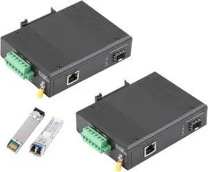 2PCS Gigabit Industrial POE Switch- 1 SFP Port to 1 POE 10/100/1000M Ethernet Network Switch with 1Pair SFP Module-2LC 2KM, Desktop/Din Rail Mount, Plug & Play 2PCS Gigabit Industrial POE Switch- 1 SFP Port to 1 POE 10/100/1000M Ethernet Network Switch with 1Pair SFP Module-2LC 2KM, Desktop/Din Rail Mount, Plug & Play