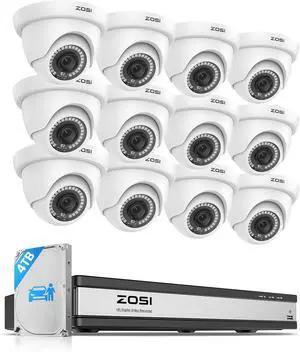 ZOSI 1080p 16 Channel Security Camera System with AI Human Vehicle Detect, H.265+ 16CH CCTV DVR and 12 x 1080p Dome Camera Outdoor Indoor, 80ft Night Vision, 105° View Angle, Alert Push, 4TB HDD ZOSI 1080p 16 Channel Security Camera System with AI Human Vehicle Detect, H.265+ 16CH CCTV DVR and 12 x 1080p Dome Camera Outdoor Indoor, 80ft Night Vision, 105° View Angle, Alert Push, 4TB HDD
