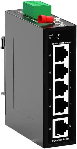 Network Switch 5 Port Gigabit Industrial Switch 1000Mbps Industrial Ethernet Switch DIN Rail Mounted Network Switch 5 Port Gigabit Industrial Switch 1000Mbps Industrial Ethernet Switch DIN Rail Mounted