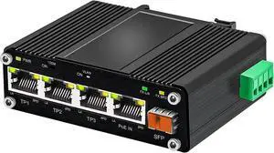 Htfoevrxs Mini Industrial PoE Switch with PD Port & Adjustable DC Output,3-Port Gigabit + 1x PoE PD 10/100/1000M RJ45 & Auto SFP, 12V 60W Max, DIN/Wall Mount Htfoevrxs Mini Industrial PoE Switch with PD Port & Adjustable DC Output,3-Port Gigabit + 1x PoE PD 10/100/1000M RJ45 & Auto SFP, 12V 60W Max, DIN/Wall Mount