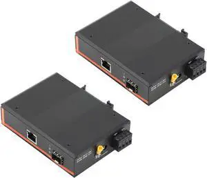 2PCS Industrial Network Switch Gigabit Ethernet Fiber Optic Converter - 1SFP to 1 RJ45, 10/100/1000M, IP40, Din Rail Mount 2PCS Industrial Network Switch Gigabit Ethernet Fiber Optic Converter - 1SFP to 1 RJ45, 10/100/1000M, IP40, Din Rail Mount