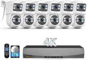 OOSSXX (2026 New) 4K PoE Security Camera System, 8CH NVR with 6 Dual Lens Cameras, Fixed + PTZ Auto Tracking, 130° Wide Angle, AI Human Detection, 2-Way Audio, No Monthly Fee OOSSXX (2026 New) 4K PoE Security Camera System, 8CH NVR with 6 Dual Lens Cameras, Fixed + PTZ Auto Tracking, 130° Wide Angle, AI Human Detection, 2-Way Audio, No Monthly Fee
