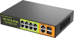 8-Port Gigabit PoE+ Switch with 2 Uplink & 2 SFP Ports,120W Unmanaged Ethernet Switch,IEEE 802.3af/at,4KV Lightning Surge Protection,Plug & Play for Surveillance IP Cameras,Access Point AP,VoIP Phones 8-Port Gigabit PoE+ Switch with 2 Uplink & 2 SFP Ports,120W Unmanaged Ethernet Switch,IEEE 802.3af/at,4KV Lightning Surge Protection,Plug & Play for Surveillance IP Cameras,Access Point AP,VoIP Phones