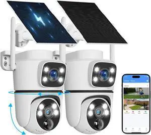 (2026 New) Solar Security Camera Outdoor 2 Pack, 4MP Dual-Lens (Fixed + PTZ), 130° Wide View, AI Human Detection, 2.4/5.8GHz Dual-Band WiFi, Solar Powered, Free App No Monthly Fee, Color Night Vision (2026 New) Solar Security Camera Outdoor 2 Pack, 4MP Dual-Lens (Fixed + PTZ), 130° Wide View, AI Human Detection, 2.4/5.8GHz Dual-Band WiFi, Solar Powered, Free App No Monthly Fee, Color Night Vision