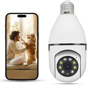 E26 Light Socket Security Camera - 2K HD WiFi Camera with Night Vision, Motion Detection, Two-Way Audio, Indoor/Outdoor Cameras for Home Security,Support WiFi & 2.4GHz (2) E26 Light Socket Security Camera - 2K HD WiFi Camera with Night Vision, Motion Detection, Two-Way Audio, Indoor/Outdoor Cameras for Home Security,Support WiFi & 2.4GHz (2)