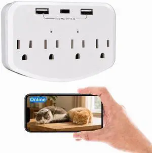 Wireless Hidden Spy Cam WiFi HD 1080P, Indoor Wall Outlet Nanny Cameras No Audio, Motion Detection Loop Recording for Office Home Baby & Pet Security Wireless Hidden Spy Cam WiFi HD 1080P, Indoor Wall Outlet Nanny Cameras No Audio, Motion Detection Loop Recording for Office Home Baby & Pet Security