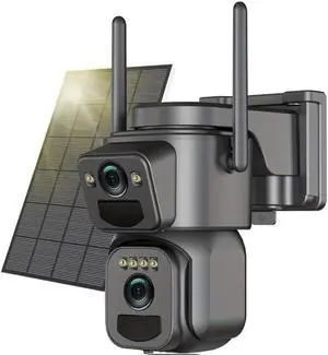 Solar Security Camera, Dual Lens, 2K WiFi, 10x Zoom, 360-Degree, Color Night Vision, Motion Detection, Two-Way Audio Solar Security Camera, Dual Lens, 2K WiFi, 10x Zoom, 360-Degree, Color Night Vision, Motion Detection, Two-Way Audio