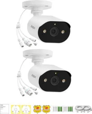 Anlapus 3MP 2K Bullet POE IP Camera, 2 x Wired PoE Security Camera Outdoor Indoor, Color Night Vision, Human Vehicle Detect, Spotlight, Two-Way Audio, IP66 Weatherproof (Only Works NVR) Anlapus 3MP 2K Bullet POE IP Camera, 2 x Wired PoE Security Camera Outdoor Indoor, Color Night Vision, Human Vehicle Detect, Spotlight, Two-Way Audio, IP66 Weatherproof (Only Works NVR)