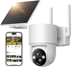 Tical Wireless Security Camera Outdoor, 4MP Solar Outdoor Security Camera, 24/7 Continuous Recording, 2.4GHz WiFi, 360° PTZ, Color Night Vision, PIR Motion Alerts, 2-Way Audio, White Tical Wireless Security Camera Outdoor, 4MP Solar Outdoor Security Camera, 24/7 Continuous Recording, 2.4GHz WiFi, 360° PTZ, Color Night Vision, PIR Motion Alerts, 2-Way Audio, White