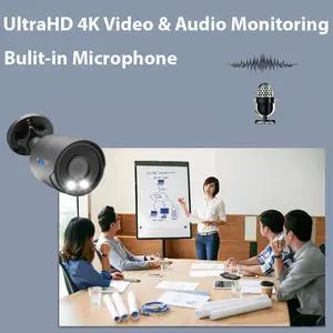 GW Security 4K 8MP Outdoor/Indoor PoE IP Microphone 2.8mm Wide Angle Lens Black Bullet Security Camera (GW802501M) GW Security 4K 8MP Outdoor/Indoor PoE IP Microphone 2.8mm Wide Angle Lens Black Bullet Security Camera (GW802501M)