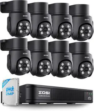 ZOSI 1080P Home Security Camera System Outdoor Indoor, 8CH 5MP-Lite CCTV DVR with AI Human Vehicle Detect, 8 x 1080P Pan Tilt Weatherproof Surveillance Camera, Night Vision, Audio Recording, 500GB HDD ZOSI 1080P Home Security Camera System Outdoor Indoor, 8CH 5MP-Lite CCTV DVR with AI Human Vehicle Detect, 8 x 1080P Pan Tilt Weatherproof Surveillance Camera, Night Vision, Audio Recording, 500GB HDD