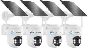 VIZIUUY Solar Security Cameras Wireless Outdoor 4 Pack, 3MP Security Cameras Wireless Outdoor with 128GB SD Card VIZIUUY Solar Security Cameras Wireless Outdoor 4 Pack, 3MP Security Cameras Wireless Outdoor with 128GB SD Card
