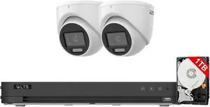 LTS 4CH Wired Security Camera System, 4-ch HD TVI DVR, 2pcs 1080P 2MP Indoor Outdoor Weatherproof Cameras with Smart Dual Light, Color Night Vision, 1TB Hard Drive LTS 4CH Wired Security Camera System, 4-ch HD TVI DVR, 2pcs 1080P 2MP Indoor Outdoor Weatherproof Cameras with Smart Dual Light, Color Night Vision, 1TB Hard Drive