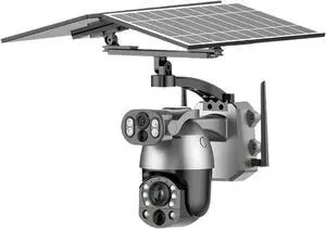 Solar Powered PTZ Camera, 4K Dual Lens with 50X Optical Zoom, 10MP Outdoor Security, Wi-Fi Connect, IP66 Waterproof, 360° Auto Tracking Solar Powered PTZ Camera, 4K Dual Lens with 50X Optical Zoom, 10MP Outdoor Security, Wi-Fi Connect, IP66 Waterproof, 360° Auto Tracking