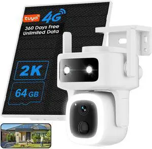 4G LTE Cellular Solar Security Camera Wireless Outdoor, 360 Days Free Unlimited Data, Built-in SIM Card 64GB, No WiFi No Power Needed, 360° PTZ, 2K Color Night Vision, 2 Way Talk, AI Detection 4G LTE Cellular Solar Security Camera Wireless Outdoor, 360 Days Free Unlimited Data, Built-in SIM Card 64GB, No WiFi No Power Needed, 360° PTZ, 2K Color Night Vision, 2 Way Talk, AI Detection