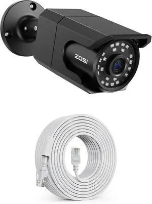 ZOSI 4K 8MP Security PoE IP Bullet Camera with 100ft Ethernet cable, with Audio, Human Detect, 100ft B&W Night Vision, 4.0mm Lens, 110° Viewing Angle, IP66 Weatherproof (Only Work with our 4K POE NVR) ZOSI 4K 8MP Security PoE IP Bullet Camera with 100ft Ethernet cable, with Audio, Human Detect, 100ft B&W Night Vision, 4.0mm Lens, 110° Viewing Angle, IP66 Weatherproof (Only Work with our 4K POE NVR)