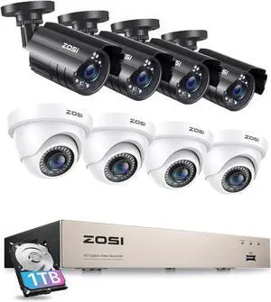 ZOSI 3K Lite Security System: 8CH DVR with 1TB HDD & 4pcs Cameras + 4PK Extra 1080P Cameras ZOSI 3K Lite Security System: 8CH DVR with 1TB HDD & 4pcs Cameras + 4PK Extra 1080P Cameras