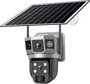 Surveillance Camera Outdoor, Solar Powered, 4G Function, Dual Lens Design, HD Resolution, IP66 Weatherproof, Wireless Security Monitoring System for Remote Areas and Continuous Monitoring Surveillance Camera Outdoor, Solar Powered, 4G Function, Dual Lens Design, HD Resolution, IP66 Weatherproof, Wireless Security Monitoring System for Remote Areas and Continuous Monitoring